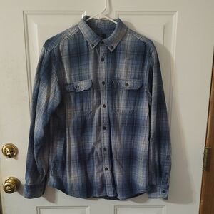 George Men's Casual Blue and White Plaid Shirt